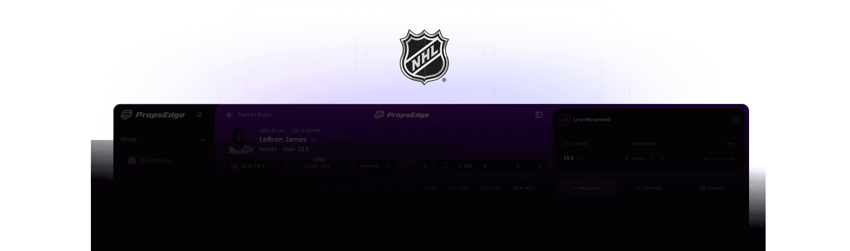 Hockey leagues and the PropsEdge dashboard